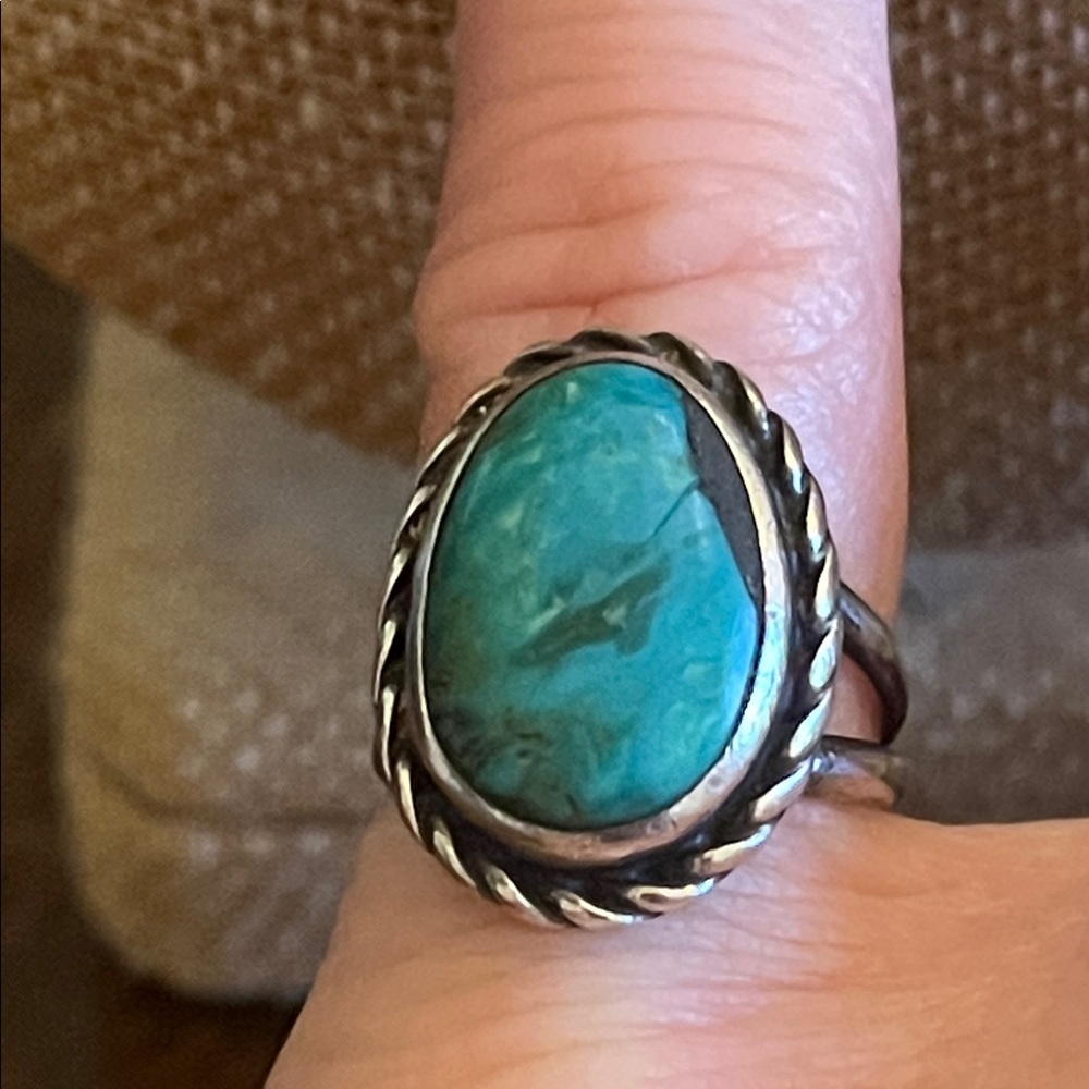 Turquoise ring size 4.5 Unmarked but tested